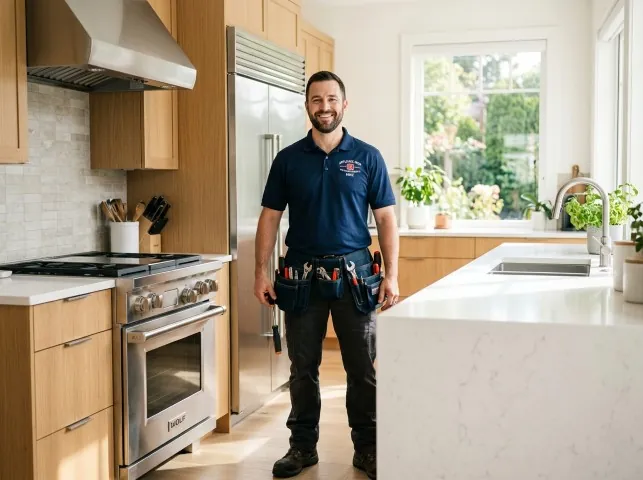Appliance Repair Hero technician in a Athens, WV kitchen after an appliance repair
